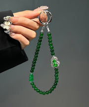 Chinese Style GreenStainless Steel Crystal Zircon Calabash Beading Phone Chains