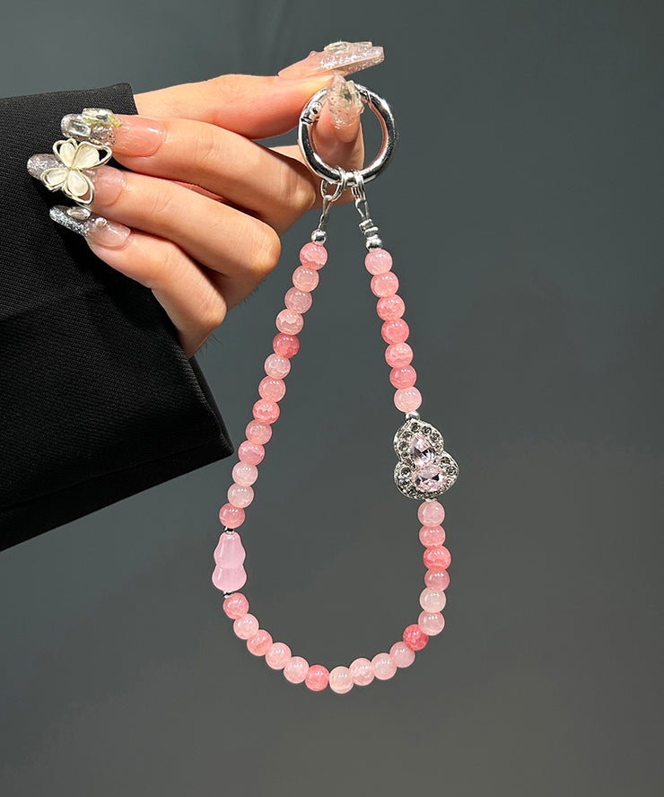 Chinese Style GreenStainless Steel Crystal Zircon Calabash Beading Phone Chains