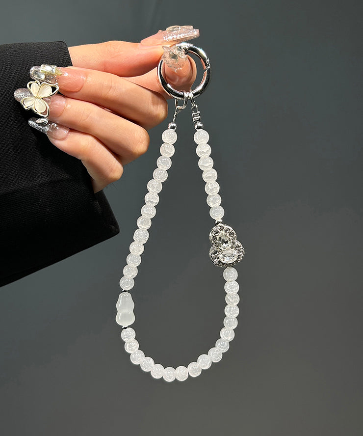 Chinese Style GreenStainless Steel Crystal Zircon Calabash Beading Phone Chains