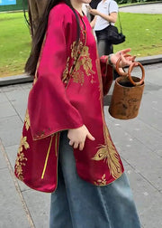 Chinese Style Mulberry Jacquard Side Open Silk Oriental Coats Fall