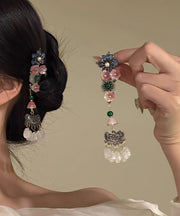Chinese Style Multicolor Alloy Floral Tassel A Pair Hairpin