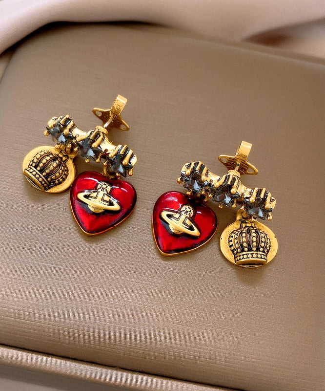 Chinese Style Multicolor Copper Alloy Zircon Saturn Drop Earrings