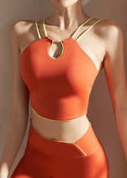 Chinese Style Orange Patchwork Bra Crop Top