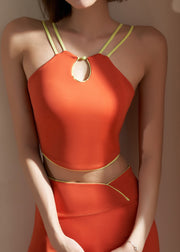 Chinese Style Orange Patchwork Bra Crop Top