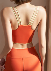 Chinese Style Orange Patchwork Bra Crop Top