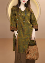 Chinese Style Oriental Button Side Open Silk Shirt Fall