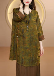 Chinese Style Oriental Button Side Open Silk Shirt Fall