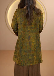 Chinese Style Oriental Button Side Open Silk Shirt Fall
