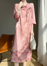 Chinese Style Pink Tasseled Jacquard Silk Dresses Bracelet Sleeve