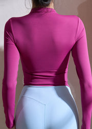 Chinese Style Purple High Neck Spring Yoga Tops