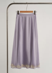 Chinese Style Purple Print Silk Oriental 2 Piece Outfit Fall