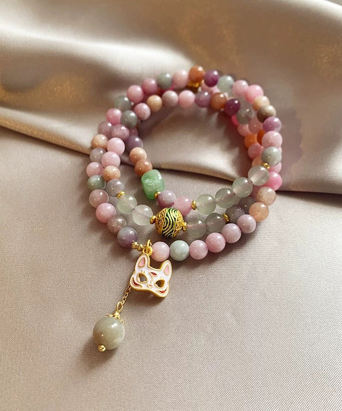 Chinese Style Rainbow Sterling Silver Overgild Beading Layered Charm Bracelet