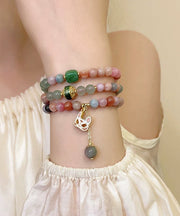 Chinese Style Rainbow Sterling Silver Overgild Beading Layered Charm Bracelet