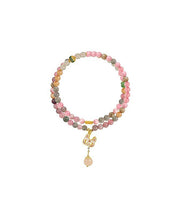 Chinese Style Rainbow Sterling Silver Overgild Beading Layered Charm Bracelet