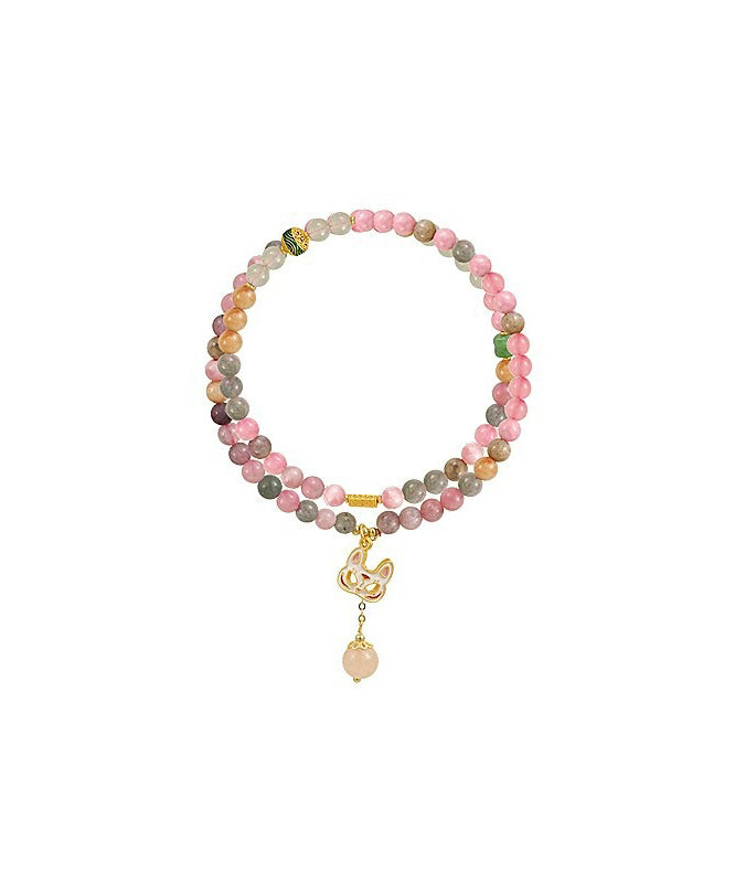Chinese Style Rainbow Sterling Silver Overgild Beading Layered Charm Bracelet