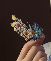Chinese Style RainbowAncient Gold Floral Butterfly Hairpin