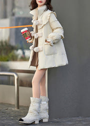 Chinese Style Red Stand Collar Ruffled Patchwork Duck Down Coat Winter