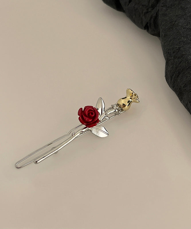 Chinese Style Silk Alloy Resin Rose Hairpin