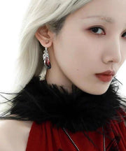 Chinese Style Silk Copper Drip Glaze Keychain Drop Earrings