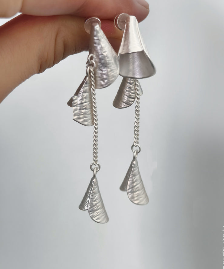 Chinese Style Silk Copper Wind Chimes Tassel Drop Earrings