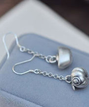 Chinese Style Silk Sterling Silver Asymmetrical Drop Earrings