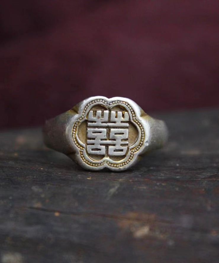Chinese Style Silk Sterling Silver Rings
