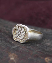 Chinese Style Silk Sterling Silver Rings