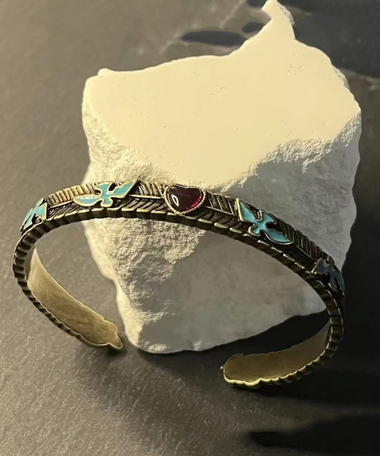 Chinese Style Sterling Silver Gem Stone Flying Bird Cuff