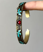 Chinese Style Sterling Silver Gem Stone Flying Bird Cuff