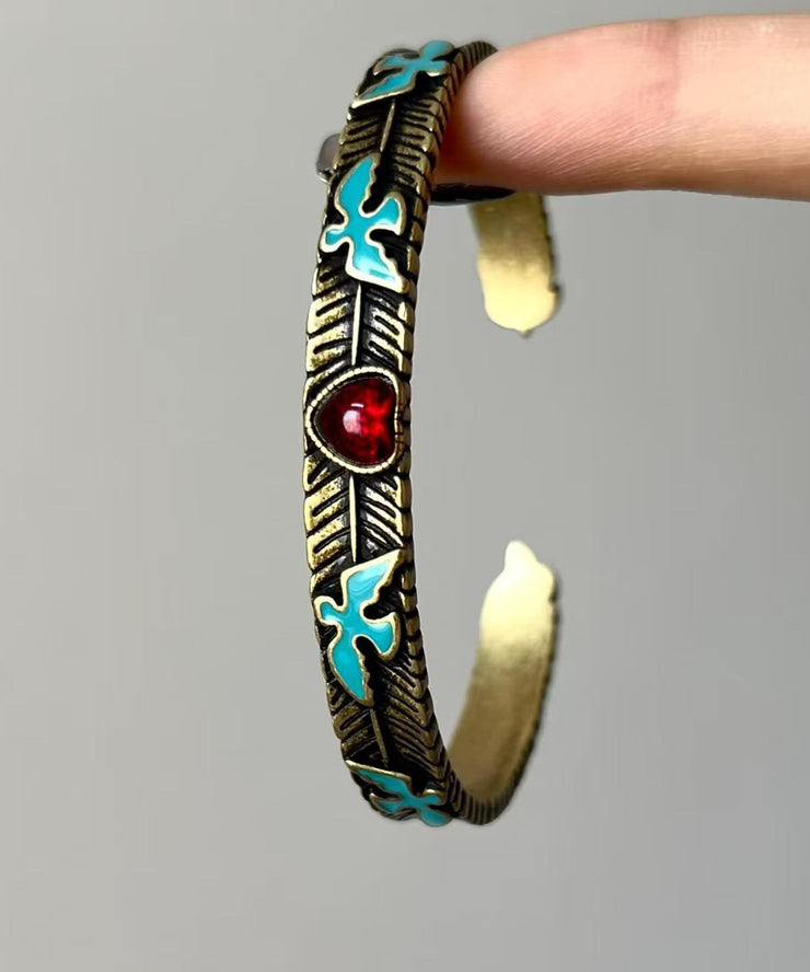 Chinese Style Sterling Silver Gem Stone Flying Bird Cuff