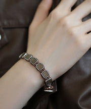 Chinese Style Sterling Silver Square Chain Bracelet