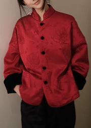 Chinese Style Wear On Both Sides Fine Cotton Filled Silk Velvet Coat Winter
