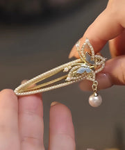 Chinese Style White Alloy Butterfly Pearl Tassel Hairpin