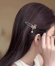 Chinese Style White Alloy Butterfly Pearl Tassel Hairpin