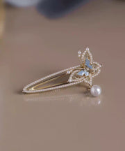 Chinese Style White Alloy Butterfly Pearl Tassel Hairpin
