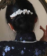 Chinese Style White Alloy Pearl Floral Hairpin