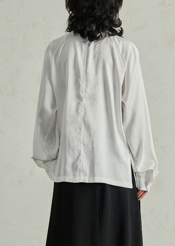Chinese Style White Patchwork Solid Shirts Fall