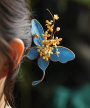 Chinese Style Yellow Sterling Silver Overgild Butterfly Osmanthus Hairpin