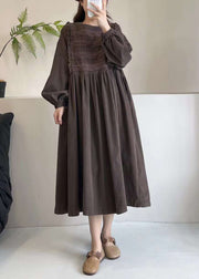 Chocolate Corduroy Dress Embroidered Exra Large Hem Spring