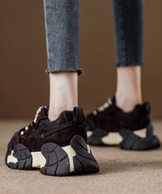 Chocolate Flats Platform Breathable Mesh Comfortable Splicing Lace Up