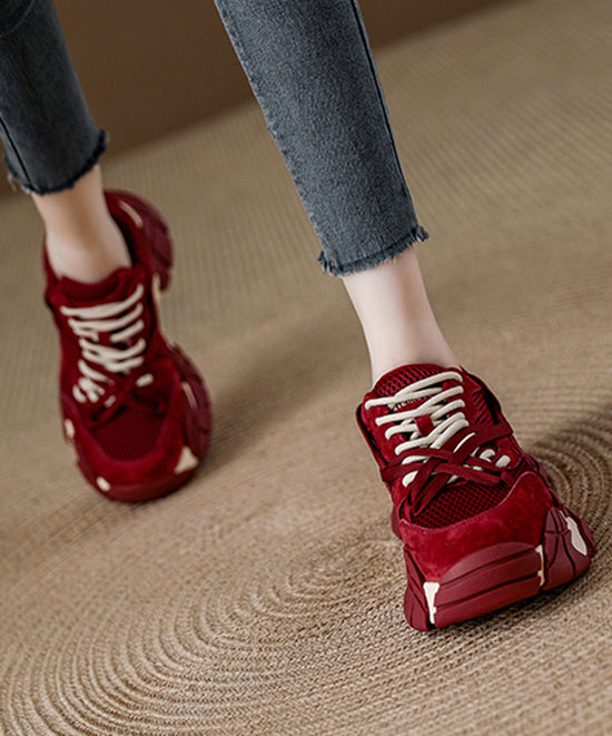 Chocolate Flats Platform Breathable Mesh Comfortable Splicing Lace Up