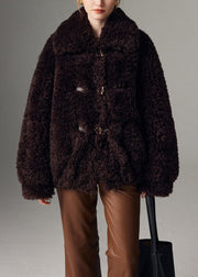 Chocolate Thick Faux Fur Trench Oversized Double Breast Winter