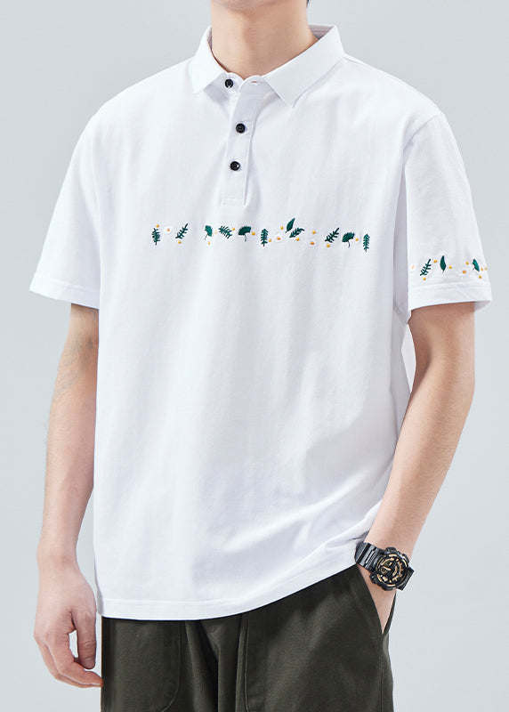 Classy Black Button Print Solid Cotton Men Polo Shirt Summer