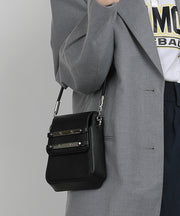 Classy Black CrossBody Solid Durable Faux Leather Women Phone Pouch