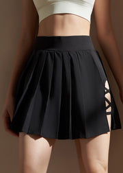 Classy Black Elastic Waist Butt Scrunch A Line Skirts