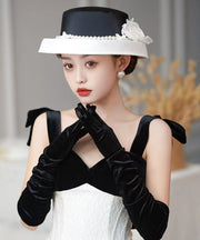 Classy Black Floral Pearl Satin Cloche Hat