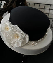 Classy Black Floral Pearl Satin Cloche Hat