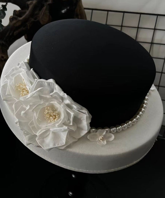 Classy Black Floral Pearl Satin Cloche Hat