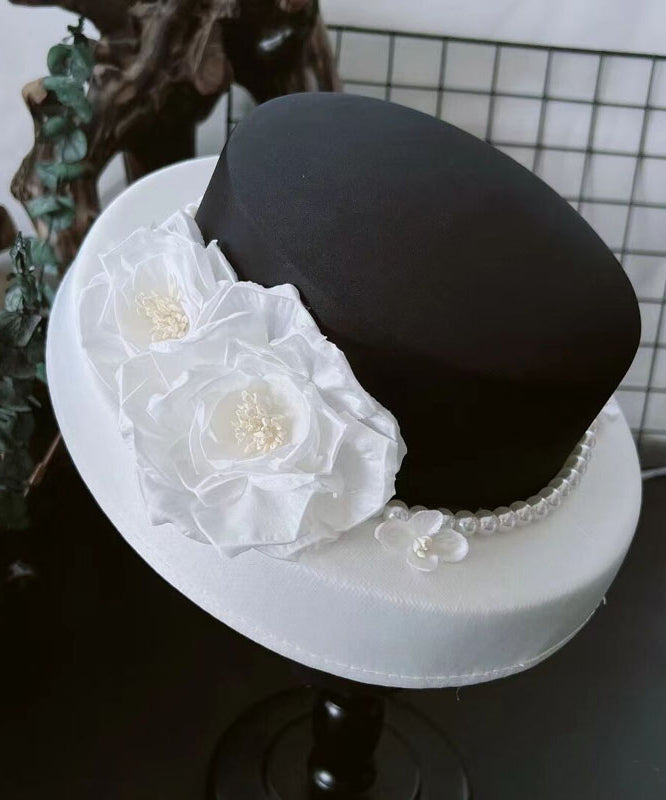 Classy Black Floral Pearl Satin Cloche Hat