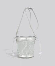 Classy Black Patchwork Drawstring Solid Durable Bucket Bag